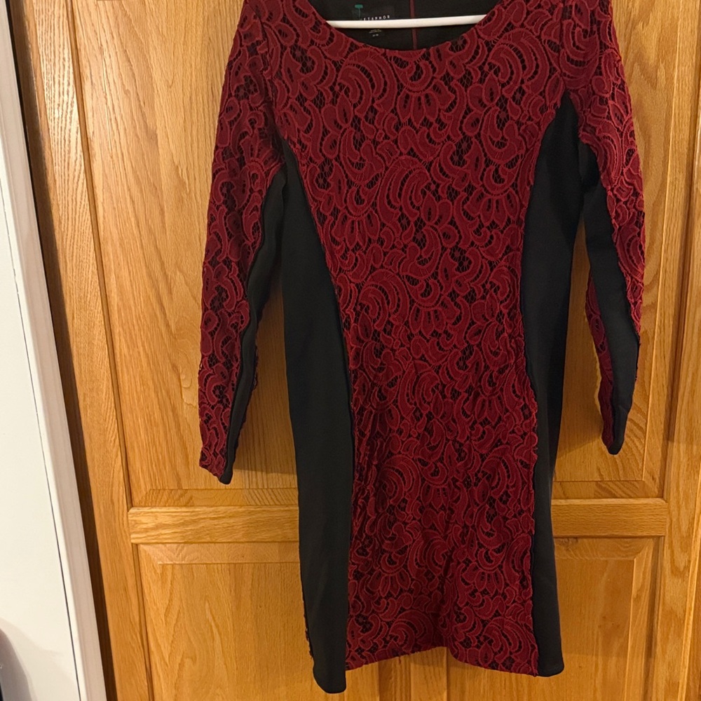 Metaphor Burgundy and Black Long Sleeve Dress